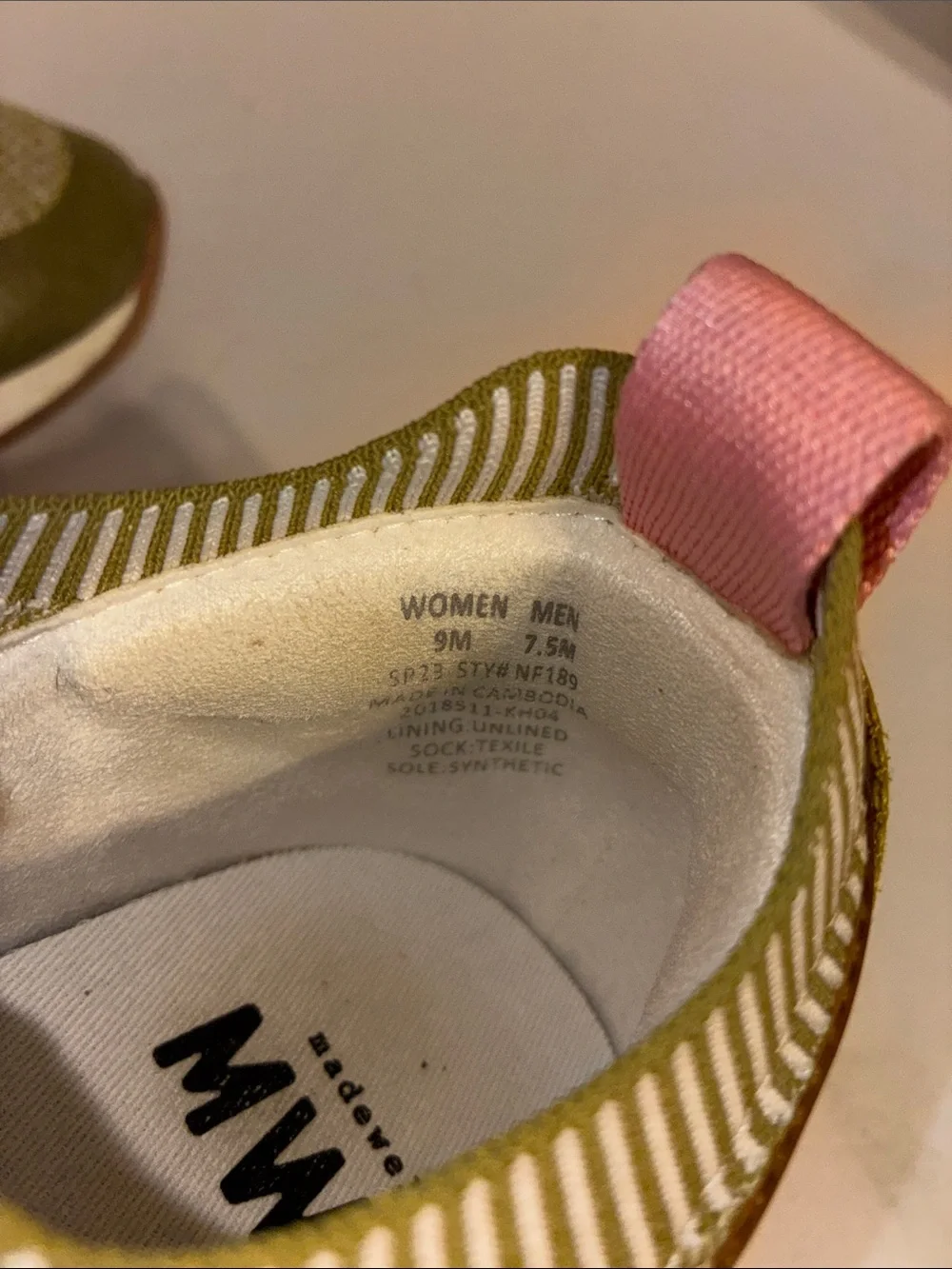 Madewell Sneakers, Women’s size 9/Men’s size 7.5, Moss Green, Blue, Pink
